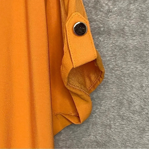 Cato 22 24W 2X Top Shirt Orange Solid Short Sleeve Scoop Neck Stretch Casual P11 - Picture 4 of 8